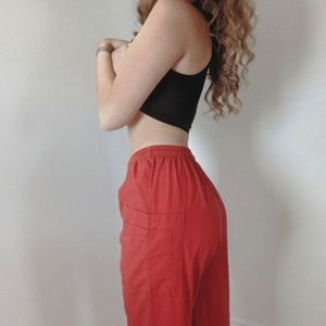 red casual skater pants